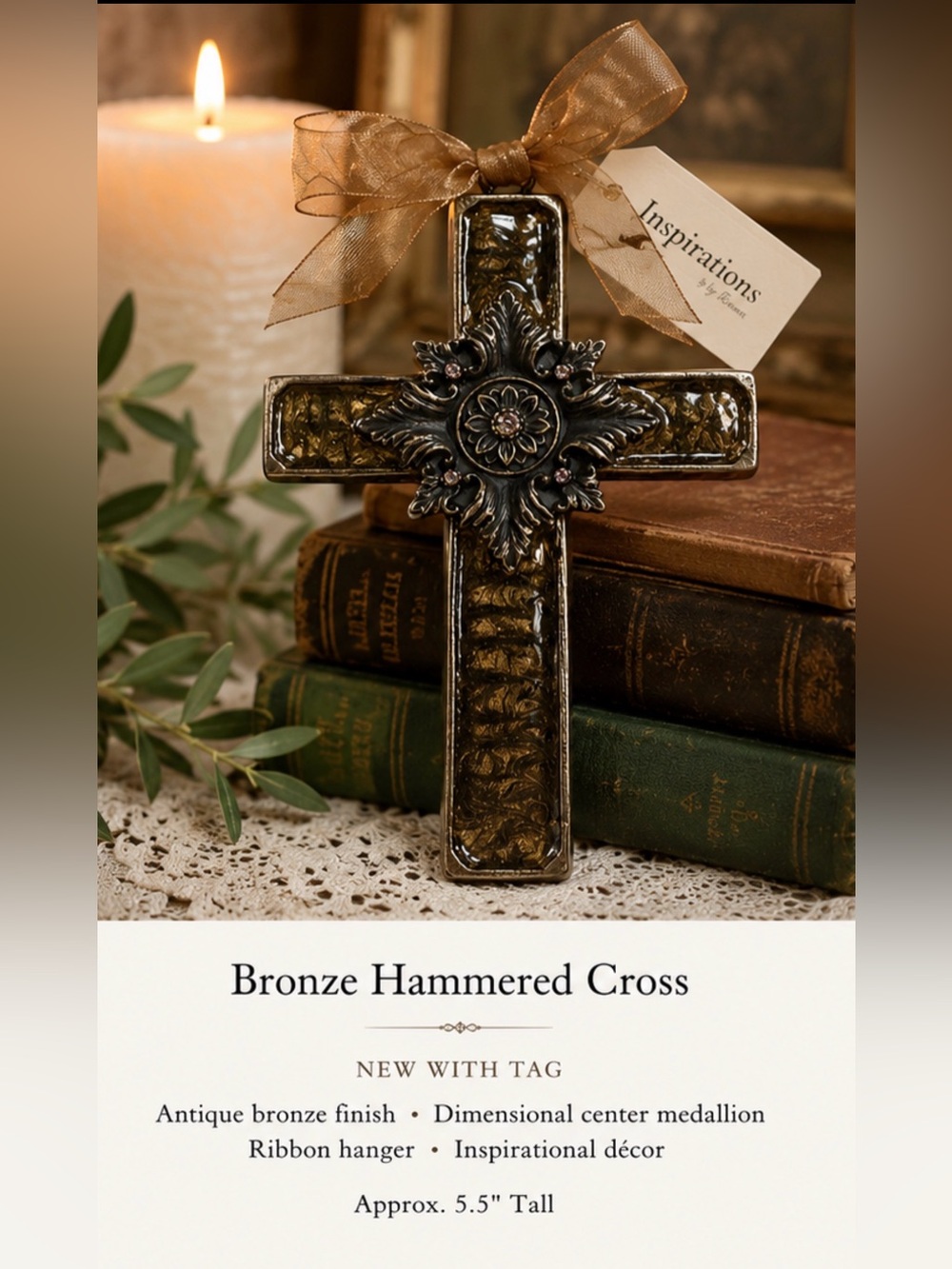 Bronze Hammered Cross -    European/Tuscan décor‎